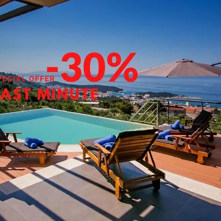 View A Luxury In Makarska, Heated Private Pool, Jacuzzi, Gym 빌라
