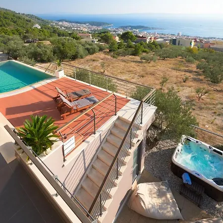 빌라 View A Luxury In Makarska, Heated Private Pool, Jacuzzi, Gym 마카르스카